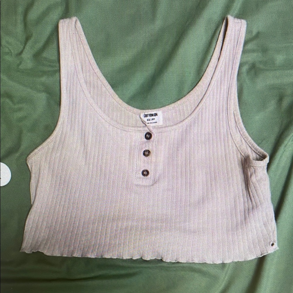 Ribbed Beige Tank Top